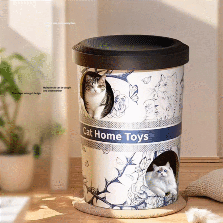 Double-layer cat bed, cat scratching board, milk tea bucket